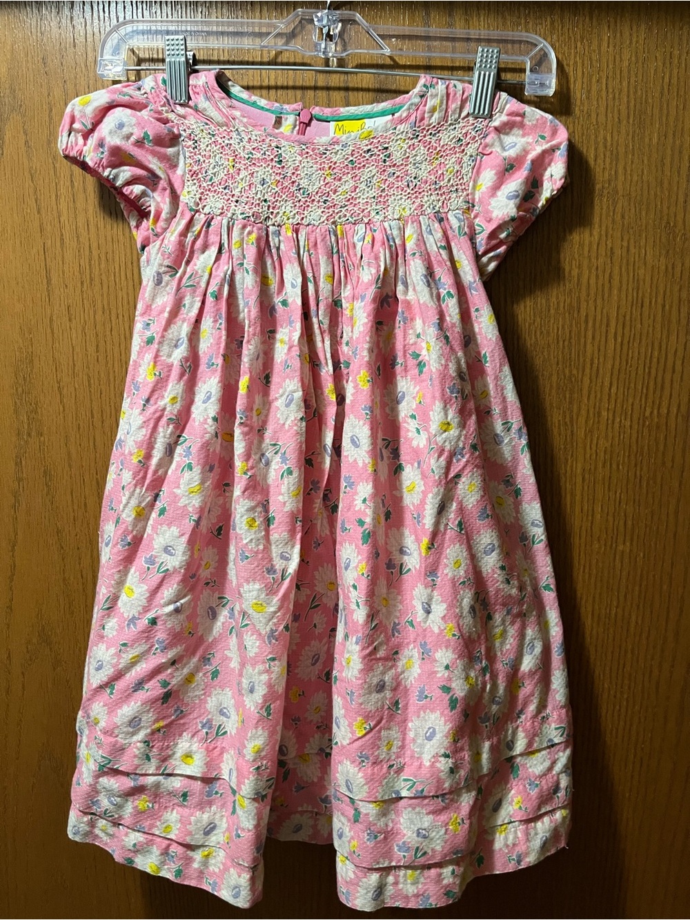 Mini Boden Pink Floral Cotton Dress Girls Size 6-7